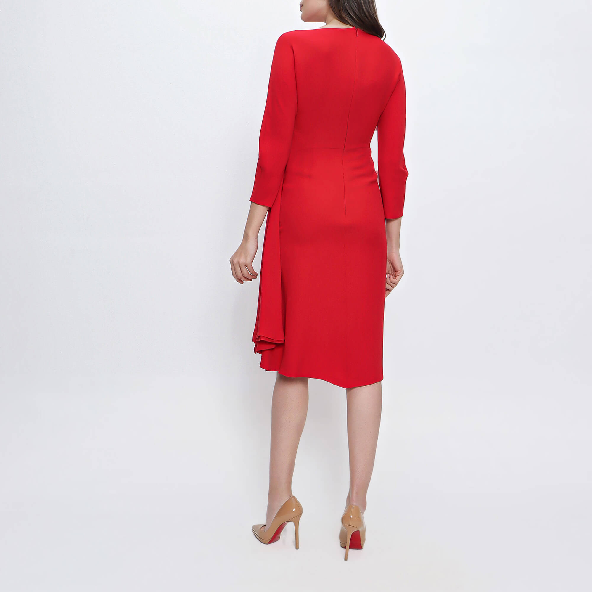 Valentino - Red Silk Midi Dress